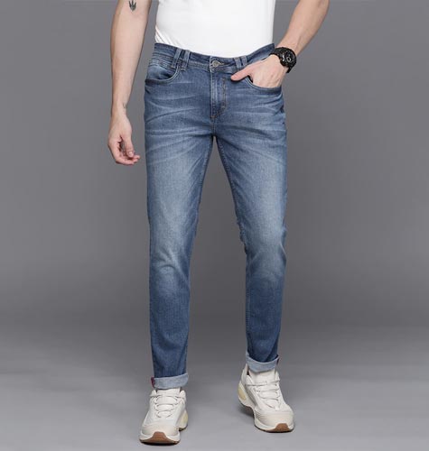Men Blue Light Fade Stretchable Jeans